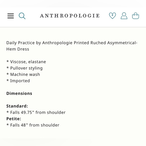 NWT Size XS- Daily Practice Anthropologie Printed Ruched Asymmetrical-Hem Dress - Picture 9 of 16